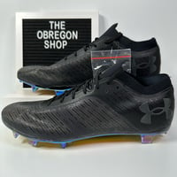 Image 1 of UNDER ARMOUR UA SHADOW PRO FG TRIPLE BLACK MENS SOCCER CLEATS SIZE 10.5 INTELLIKNIT NEW