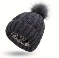 Image 2 of Satin Lined Pom Beanies 