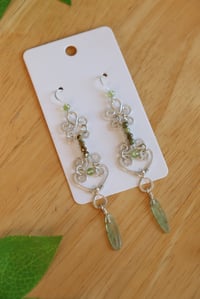 Image 3 of Green Garnet /  Kyanite / Peridot Chandelier Earrings