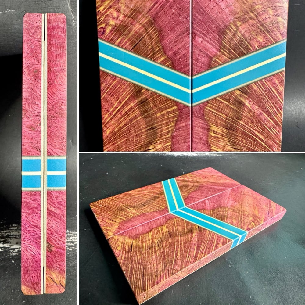 Image of Oak Burl & Resin Segmented Knife Scales