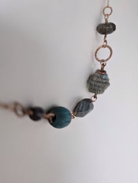 Image 3 of Labradorite Semi Precious Stone & Handspun Bead Statement Necklace