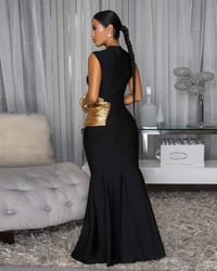 Image 5 of MELBA BLACK GOLD RHINESTONES MAXI BANDAGE DRESS