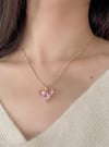 Pink Crystal Glass Heart Pendent Necklace