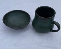 Image 4 of Dark Green Stoneware Mug and 5 inch bowl