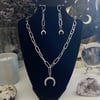 Crescent Moon Chain Necklace + Earring Set
