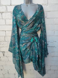 Image 3 of Pefkos co ord sarong set Turquoise tassels 