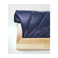 Image 1 of Navy Leather & Timber Clutch