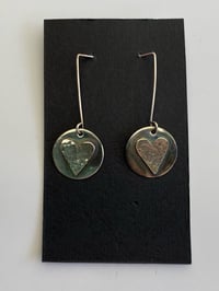 Image 3 of Round textured and oxidised hear earrings 