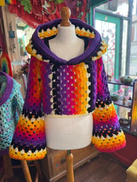 Image 5 of OCULUS - Hooded crop top jumper L/ XL flared sleeve - handmade crochet - one of a kind