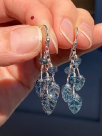 Image 3 of Moss Kyanite Gemstone Earrings, Moss Kyanite Carved Crystal Leaf Earrings, Kyanite Dangle Earrings