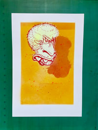 Aggression - monoprint painting yellow