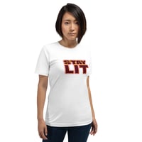 Image 1 of STAY LIT BURGUNDY/PINK/GOLD Short-Sleeve Unisex T-Shirt