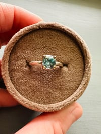 Image 12 of size 6.5 blue zircon ring with sterling twig band