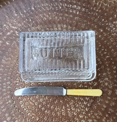 Image of Glass butter dish 