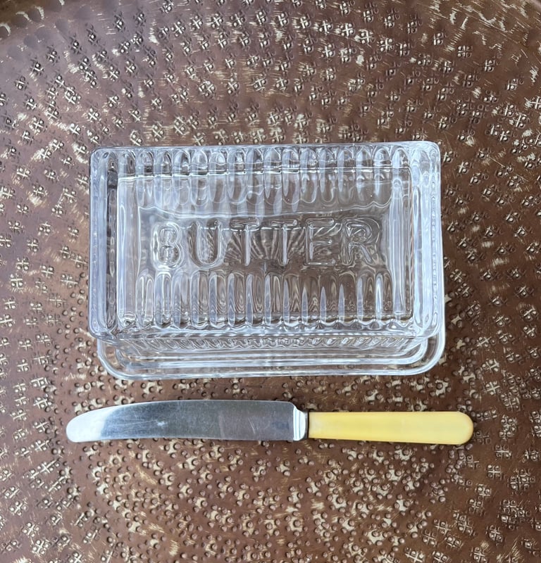 Glass butter dish