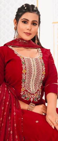 Image 1 of KSV81101-3Pcs Soft Roman Silk With Digital Dupatta Kurtha Set