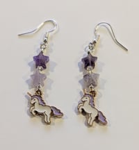 Image 1 of Starry Unicorn Dangle Earrings 