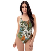 Image 1 of Colorful Botanical Plants Art Nouveau One-Piece Swimsuit