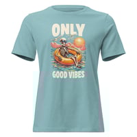 Image 5 of Women's Relaxed T-Shirt, Good Vibes Skeleton Humor Tee