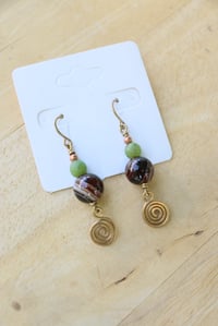Image 3 of Botswana Agate Swirly Beaded Earrings