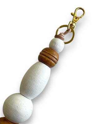 Image of BRANCUSI BAG CHARM / KEYCHAIN : WHITE & WOOD #1