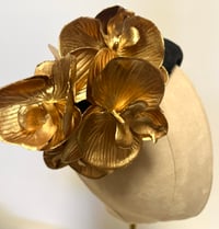 Image 3 of Black bandeau with gold orchids