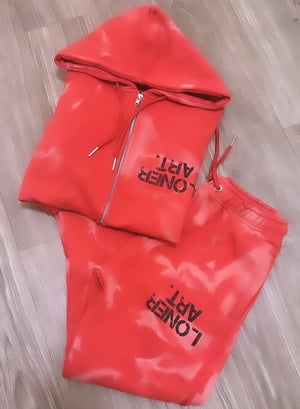 Image of Red sprayed sweatsuit 