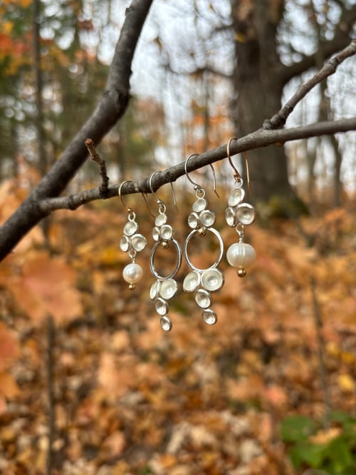 Image of Silver Circle Acacia Dangles 