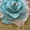 Image of antique aqua linen and white lace Rose adornment patch copy copy copy