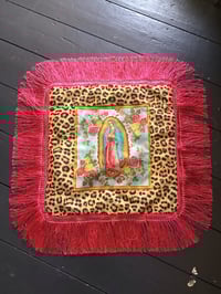 Image 13 of Raspberry Pink Fringe Virgin Leopard Cushion Cover