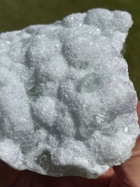 Image 5 of Green Cubic Fluorite On Druzy White Quartz Specimen #2318