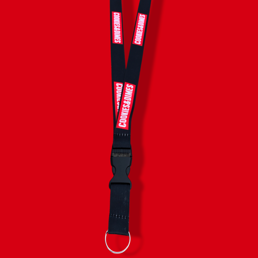 Image of Black and Red Cookies&Dimes Lanyard