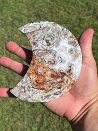 Image 7 of Mexican Lace Agate Crystal Moon Carving #2915