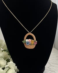 Image 4 of Flower Basket Pendant Necklace