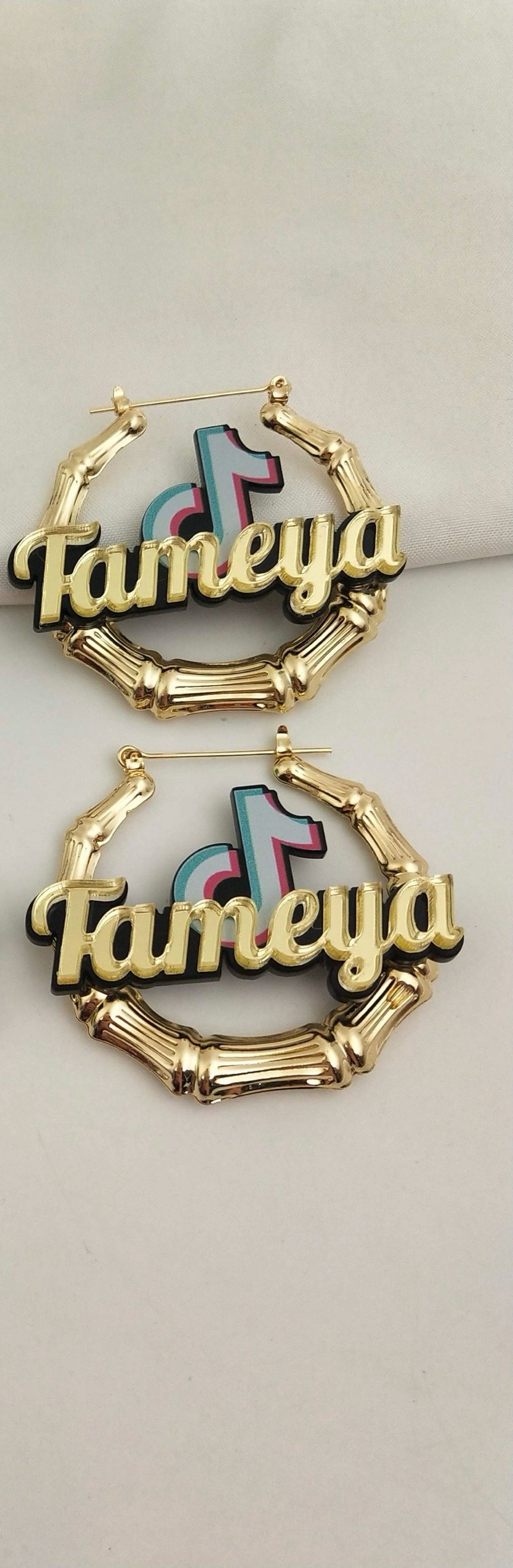 Image of Custom photo with custom name earrings