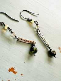 Image 14 of kindness earrings with green tourmaline and opals