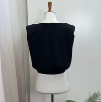 Image 5 of ZARA black shoulder pad elastic waist T-shirt