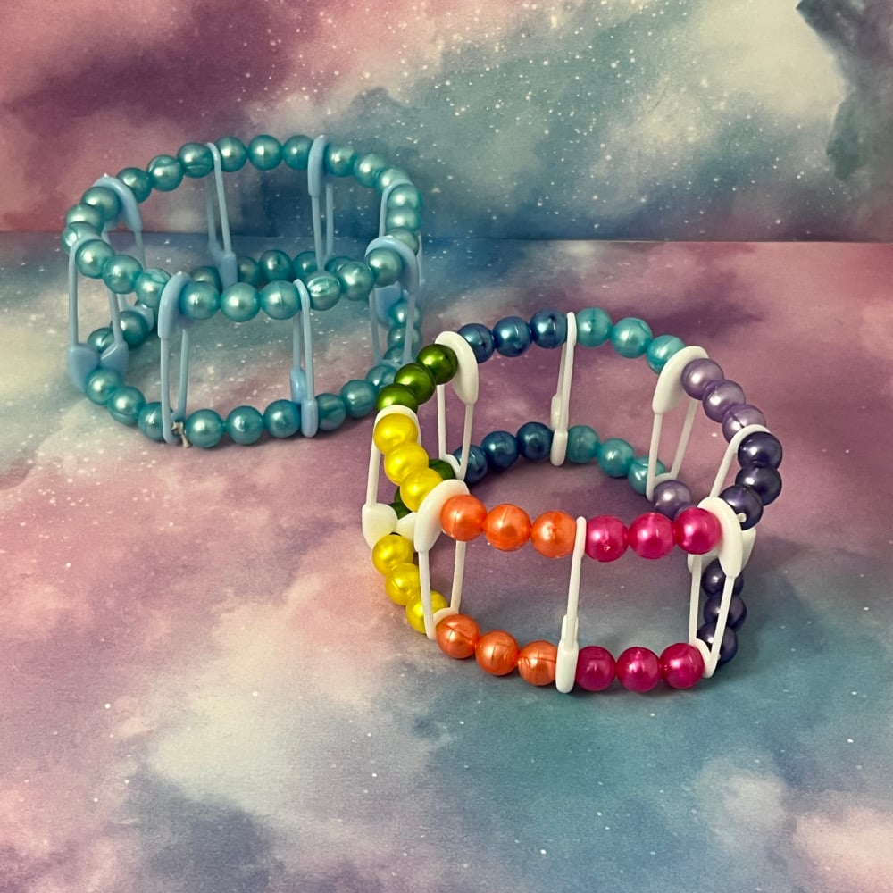 Image of Safety Pin Kandi Cuff Bracelet
