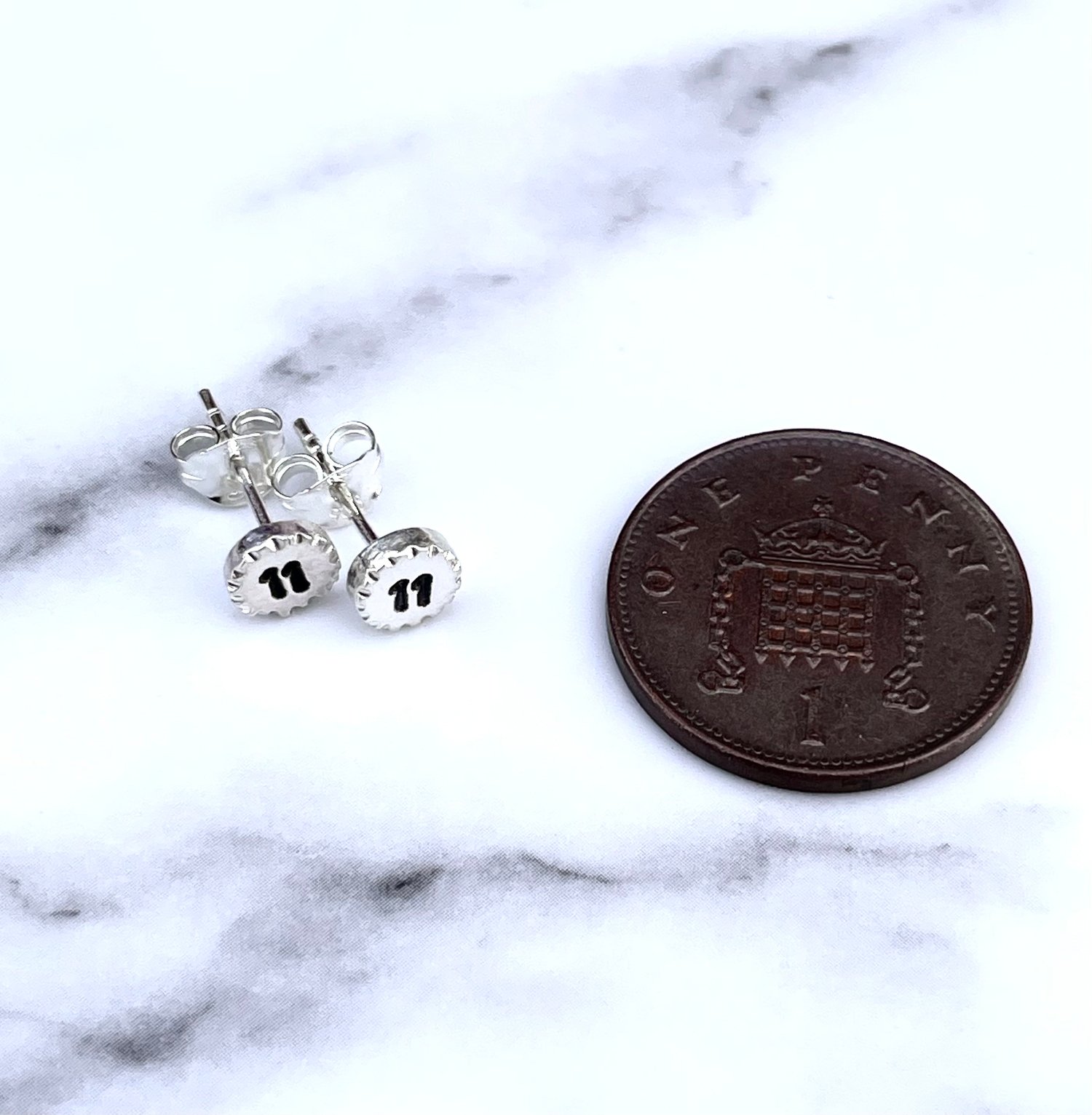 Image of Handmade Sterling Silver 1111 Stud Earrings 925