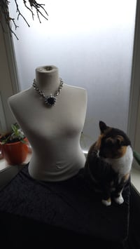 Image 5 of Obsidian and deer tooth heart statement necklace