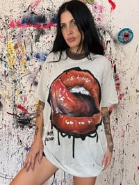 Image 3 of “TONGUE TIED” HAND PAINTED T-SHIRT LARGE