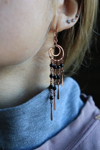 Image 1 of Copper + Black Onyx Moon Chandeliers