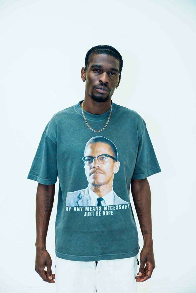 Image of Malcolm X By Any Means Tee Acid Wash