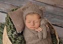 Teddy Bear Newborn Bonnet, Wrap & Lovey Bear Photography Prop Set