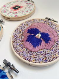 Image 3 of Original Hand Embroidery - Flora’s Pansy No. 1