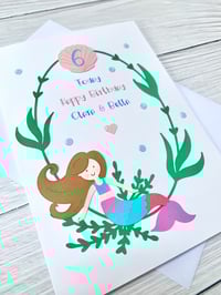 Image 2 of Personalised Mermaid Birthday Card - Custom Age Card for Kids