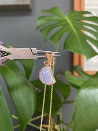 Image 3 of Gold Blue Lace Agate Moon Crystal Necklace