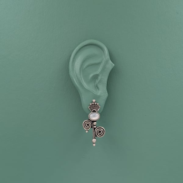 Image of White Mother Of Pearl Botanical Studs
