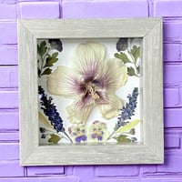 Image 4 of Hibiscus, Mum, Veronica & Pansy Wildflower Art In 6" X 6" Shadow Box (Item# 202304S)