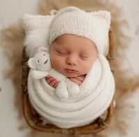 Image 1 of Slouchy Bonnet with Pom + Wrap Option 